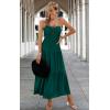 imageECOWISH Womens Summer Strapless Maxi Dress 2025 Off Shoulder Hollow Out Smocked A Line Tube Tiered Long DressesDark Green