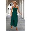 imageECOWISH Womens Summer Strapless Maxi Dress 2025 Off Shoulder Hollow Out Smocked A Line Tube Tiered Long DressesDark Green
