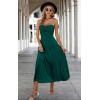 imageECOWISH Womens Summer Strapless Maxi Dress 2025 Off Shoulder Hollow Out Smocked A Line Tube Tiered Long DressesDark Green