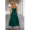 imageECOWISH Womens Summer Strapless Maxi Dress 2025 Off Shoulder Hollow Out Smocked A Line Tube Tiered Long DressesDark Green