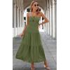 imageECOWISH Womens Summer Strapless Maxi Dress 2025 Off Shoulder Hollow Out Smocked A Line Tube Tiered Long DressesLight Green