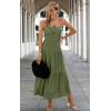 imageECOWISH Womens Summer Strapless Maxi Dress 2025 Off Shoulder Hollow Out Smocked A Line Tube Tiered Long DressesLight Green
