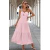 imageECOWISH Womens Summer Strapless Maxi Dress 2025 Off Shoulder Hollow Out Smocked A Line Tube Tiered Long DressesLight Pink