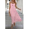 imageECOWISH Womens Summer Strapless Maxi Dress 2025 Off Shoulder Hollow Out Smocked A Line Tube Tiered Long DressesLight Pink