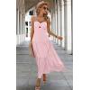 imageECOWISH Womens Summer Strapless Maxi Dress 2025 Off Shoulder Hollow Out Smocked A Line Tube Tiered Long DressesLight Pink