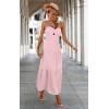 imageECOWISH Womens Summer Strapless Maxi Dress 2025 Off Shoulder Hollow Out Smocked A Line Tube Tiered Long DressesLight Pink