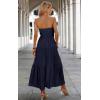 imageECOWISH Womens Summer Strapless Maxi Dress 2025 Off Shoulder Hollow Out Smocked A Line Tube Tiered Long DressesNavy