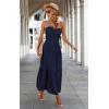 imageECOWISH Womens Summer Strapless Maxi Dress 2025 Off Shoulder Hollow Out Smocked A Line Tube Tiered Long DressesNavy