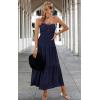 imageECOWISH Womens Summer Strapless Maxi Dress 2025 Off Shoulder Hollow Out Smocked A Line Tube Tiered Long DressesNavy