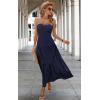 imageECOWISH Womens Summer Strapless Maxi Dress 2025 Off Shoulder Hollow Out Smocked A Line Tube Tiered Long DressesNavy
