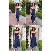 imageECOWISH Womens Summer Strapless Maxi Dress 2025 Off Shoulder Hollow Out Smocked A Line Tube Tiered Long DressesNavy