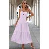imageECOWISH Womens Summer Strapless Maxi Dress 2025 Off Shoulder Hollow Out Smocked A Line Tube Tiered Long DressesPurple