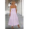 imageECOWISH Womens Summer Strapless Maxi Dress 2025 Off Shoulder Hollow Out Smocked A Line Tube Tiered Long DressesPurple