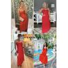 imageECOWISH Womens Summer Strapless Maxi Dress 2025 Off Shoulder Hollow Out Smocked A Line Tube Tiered Long DressesRed