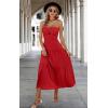 imageECOWISH Womens Summer Strapless Maxi Dress 2025 Off Shoulder Hollow Out Smocked A Line Tube Tiered Long DressesRed