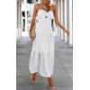 imageECOWISH Womens Summer Strapless Maxi Dress 2025 Off Shoulder Hollow Out Smocked A Line Tube Tiered Long DressesWhite