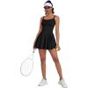 imageECOWISH Womens Tennis Dress with Shorts Pockets Summer Sleeveless Pleated Mini Athletic Golf Workout Sports SkortBlack