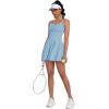 imageECOWISH Womens Tennis Dress with Shorts Pockets Summer Sleeveless Pleated Mini Athletic Golf Workout Sports SkortLight Blue
