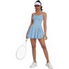imageECOWISH Womens Tennis Dress with Shorts Pockets Summer Sleeveless Pleated Mini Athletic Golf Workout Sports SkortLight Blue