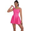 imageECOWISH Womens Tennis Dress with Shorts Pockets Summer Sleeveless Pleated Mini Athletic Golf Workout Sports SkortPink