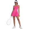 imageECOWISH Womens Tennis Dress with Shorts Pockets Summer Sleeveless Pleated Mini Athletic Golf Workout Sports SkortPink