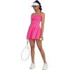 imageECOWISH Womens Tennis Dress with Shorts Pockets Summer Sleeveless Pleated Mini Athletic Golf Workout Sports SkortPink
