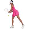 imageECOWISH Womens Tennis Dress with Shorts Pockets Summer Sleeveless Pleated Mini Athletic Golf Workout Sports SkortPink