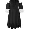 imageECOWISH Women Summer Off Shoulder Midi Cottagecore Dress Western Country Renaissance Peasant High Low Costume 34 Sleeve 2025Black