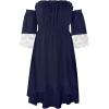 imageECOWISH Women Summer Off Shoulder Midi Cottagecore Dress Western Country Renaissance Peasant High Low Costume 34 Sleeve 2025Navy Blue