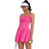 imageECOWISH Womens Tennis Dress with Shorts Pockets Summer Sleeveless Pleated Mini Athletic Golf Workout Sports SkortPink