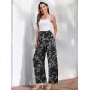 imageECOWISH Palazzo Pants for Women Casual 2025 Summer Loose Baggy Wide Leg Flowy High Waisted Polka Dot Trouser with Belt Pocket160 Black Flower