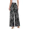 imageECOWISH Palazzo Pants for Women Casual 2025 Summer Loose Baggy Wide Leg Flowy High Waisted Polka Dot Trouser with Belt Pocket160 Black Flower