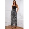 imageECOWISH Palazzo Pants for Women Casual 2025 Summer Loose Baggy Wide Leg Flowy High Waisted Polka Dot Trouser with Belt Pocket160 Black Lightning