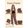 imageECOWISH Palazzo Pants for Women Casual 2025 Summer Loose Baggy Wide Leg Flowy High Waisted Polka Dot Trouser with Belt Pocket160 Brown