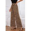 imageECOWISH Palazzo Pants for Women Casual 2025 Summer Loose Baggy Wide Leg Flowy High Waisted Polka Dot Trouser with Belt Pocket160 Khaki Lightning