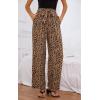 imageECOWISH Palazzo Pants for Women Casual 2025 Summer Loose Baggy Wide Leg Flowy High Waisted Polka Dot Trouser with Belt Pocket160 Khaki Lightning