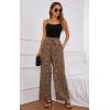 imageECOWISH Palazzo Pants for Women Casual 2025 Summer Loose Baggy Wide Leg Flowy High Waisted Polka Dot Trouser with Belt Pocket160 Khaki Lightning