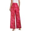 imageECOWISH Palazzo Pants for Women Casual 2025 Summer Loose Baggy Wide Leg Flowy High Waisted Polka Dot Trouser with Belt Pocket160 Rose Red