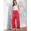imageECOWISH Palazzo Pants for Women Casual 2025 Summer Loose Baggy Wide Leg Flowy High Waisted Polka Dot Trouser with Belt Pocket160 Rose Red