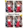 imageECOWISH Palazzo Pants for Women Casual 2025 Summer Loose Baggy Wide Leg Flowy High Waisted Polka Dot Trouser with Belt Pocket160 Rose Red