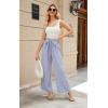 imageECOWISH Palazzo Pants for Women Casual 2025 Summer Loose Baggy Wide Leg Flowy High Waisted Polka Dot Trouser with Belt Pocket418 Sky Blue
