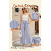 imageECOWISH Palazzo Pants for Women Casual 2025 Summer Loose Baggy Wide Leg Flowy High Waisted Polka Dot Trouser with Belt Pocket418 Sky Blue