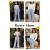 imageECOWISH Palazzo Pants for Women Casual 2025 Summer Loose Baggy Wide Leg Flowy High Waisted Polka Dot Trouser with Belt Pocket418 Sky Blue