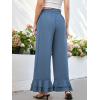 imageECOWISH Palazzo Pants for Women Casual 2025 Summer Loose Baggy Wide Leg Flowy High Waisted Polka Dot Trouser with Belt Pocket445 Gray Blue