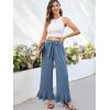 imageECOWISH Palazzo Pants for Women Casual 2025 Summer Loose Baggy Wide Leg Flowy High Waisted Polka Dot Trouser with Belt Pocket445 Gray Blue
