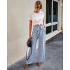 imageECOWISH Palazzo Pants for Women Casual 2025 Summer Loose Baggy Wide Leg Flowy High Waisted Polka Dot Trouser with Belt PocketLight Blue