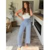 imageECOWISH Palazzo Pants for Women Casual 2025 Summer Loose Baggy Wide Leg Flowy High Waisted Polka Dot Trouser with Belt PocketLight Blue