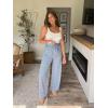 imageECOWISH Palazzo Pants for Women Casual 2025 Summer Loose Baggy Wide Leg Flowy High Waisted Polka Dot Trouser with Belt PocketLight Blue