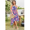 imageECOWISH Polka Dot Women Summer Dress Flowy High Low Sleeveless Boho Floral Criss Cross Halterneck Cocktail Midi Sundress 202546 Blue Floral