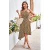 imageECOWISH Polka Dot Women Summer Dress Flowy High Low Sleeveless Boho Floral Criss Cross Halterneck Cocktail Midi Sundress 202546 Coffee